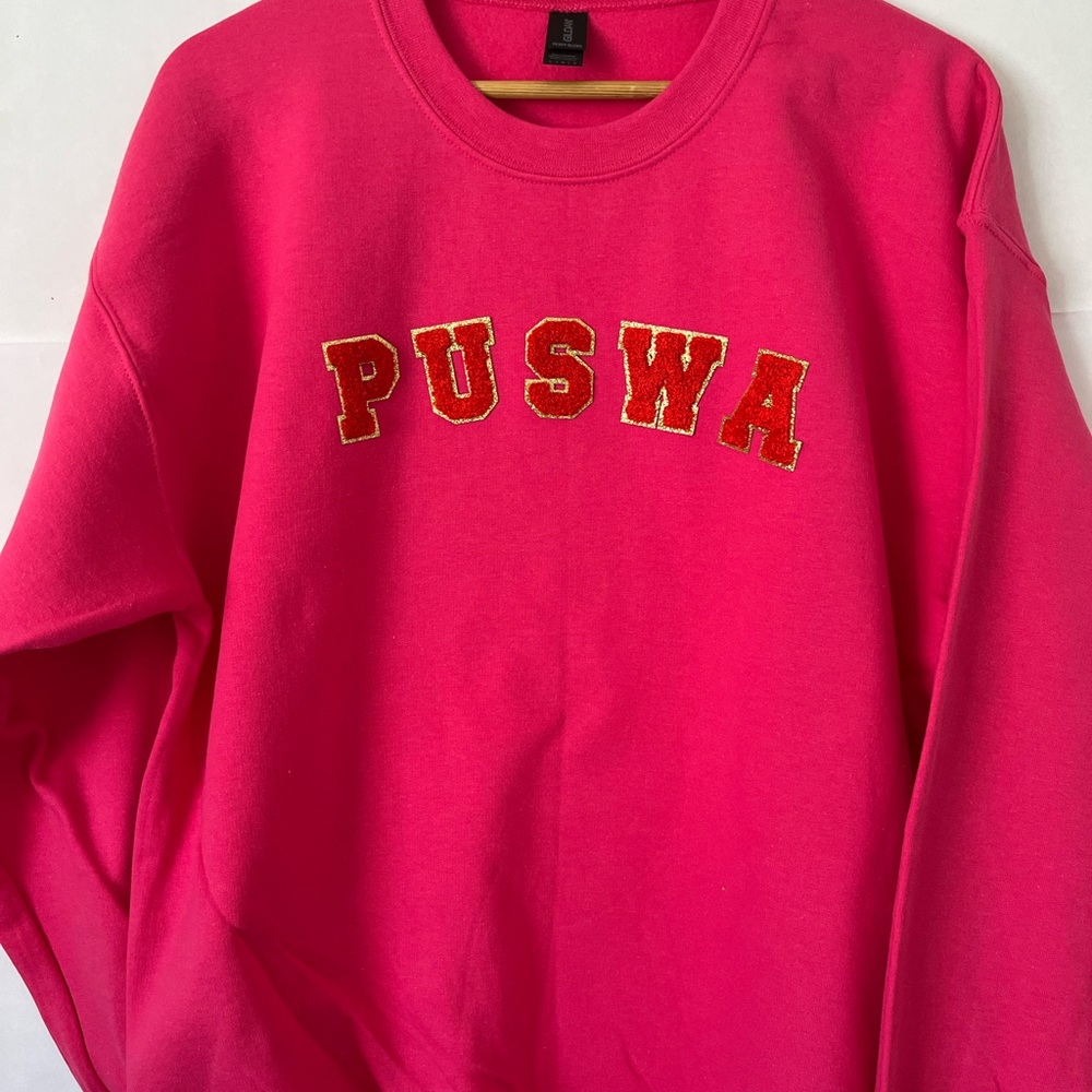 Pink Sweater with Embroidered Letters